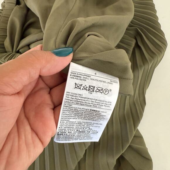 Banana Republic Pleated A-Line Mini Green Polyester Skirt Pull-On - Size 4 - Picture 6 of 9